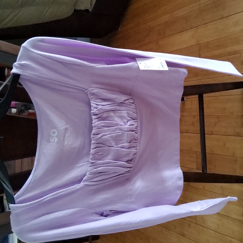Cropped ruched top Can Dress It Up Or Down lavender and black all NWT